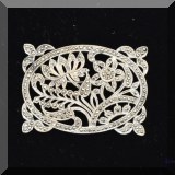 J079. Sterling silver filigree pin signed ”E.” Missing a few small pieces. - $22